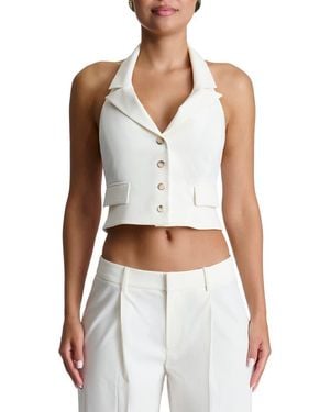 Naked Wardrobe Halter Crop Vest - White