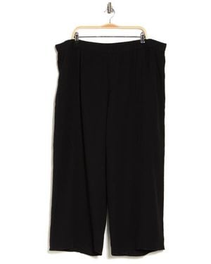 Caslon Gauzy Wide-Leg Cotton Pants - Black