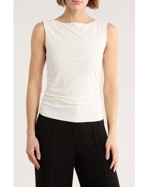 Leith Boat Neck Sleeveless Top - White