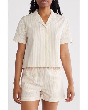 Hurley Wildest Dreams Short Sleeve Cotton Button-Up Shirt - Natural