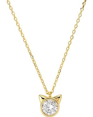 Queen Jewels Sterling Cubic Zirconia Cat Pendant Necklace - Metallic