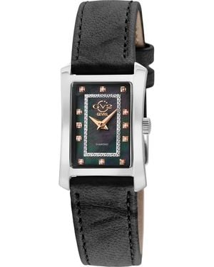 Gv2 Luino Diamond Embellished Leather Strap Watch, 23Mm X 29Mm - Black