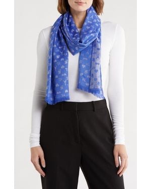 Karl Lagerfeld Metallic Logo Scarf - Blue