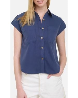 Blu Pepper Short Sleeve Button-Up Shirt - Blue