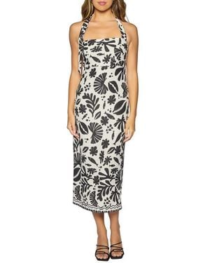 Lost + Wander Tropical Bliss Halter Midi Dress - Black