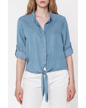 Velvet Heart Solange Crop Tie Front Top - Blue