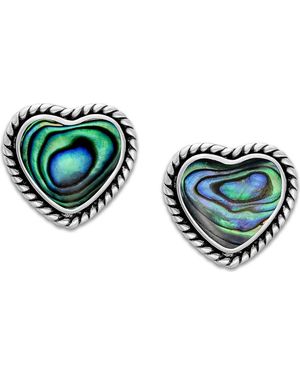 Samuel B. Sterling Shell Heart Stud Earrings - Green