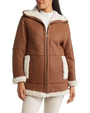 Vince Reversible Genuine Shearling Lined Jacket - Brown