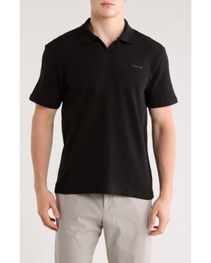 Calvin Klein Johnny Collar Crepe Jersey Polo - Black