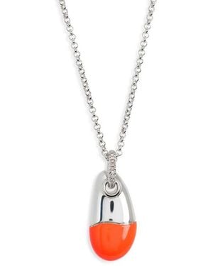 John Hardy Pebble Diamond Pavé (0.04Ct) Pendant On 2Mm Rolo Chain Necklace With Neon Enamel - White