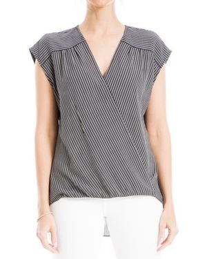 Max Studio Cap Sleeve High-Low Blouse - Gray