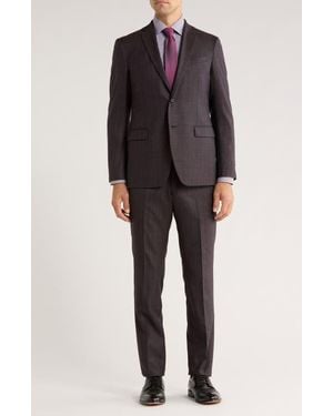 John Varvatos Plaid Wool Suit - Red