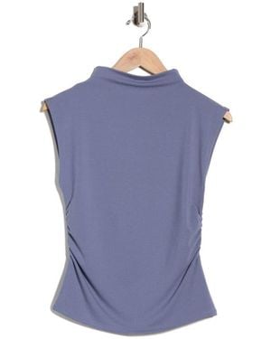Nordstrom Rack Sleeveless Ruched Mock Neck Top - Blue