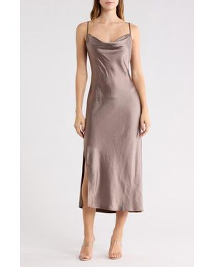 Open Edit Cowl Neck Satin Slipdress - Multicolor