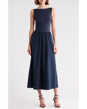 Theory Mixed Media Maxi Dress - Blue