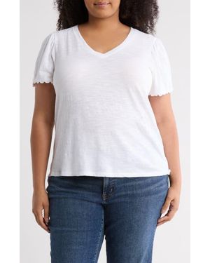 Caslon Scallop Trim T-Shirt - White