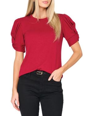 Gibsonlook Twist Puff Sleeve Luxe T-Shirt - Red