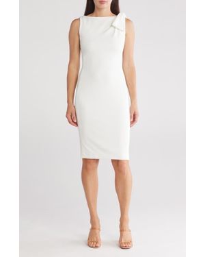 Calvin Klein Shoulder Bow Sleeveless Sheath Dress - White