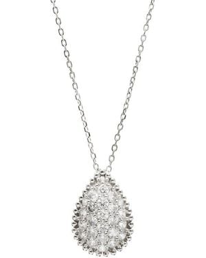 Savvy Cie Jewels Pavé Cubic Zirconia Teardrop Pendant Necklace - White