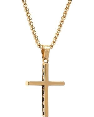 Steeltime 18K Plated Cross Pendant Necklace - Metallic