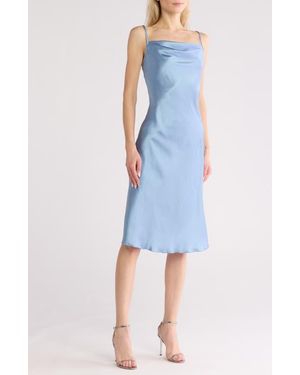 Bebe Satin Cowl Neck Midi Dress - Blue