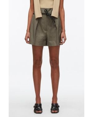3.1 Phillip Lim Origami Belted Stretch Cotton Shorts - Green
