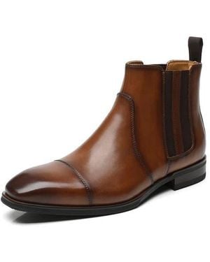 La Milano Crest Cap Toe Chelsea Boot - Brown