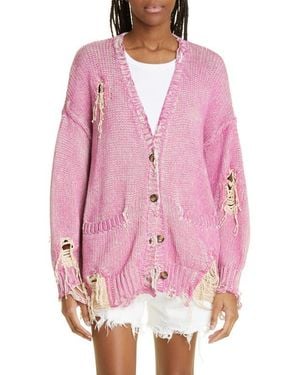 R13 Distressed Jumbo Cardigan - Pink