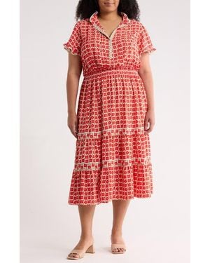Max Studio Flutter Sleeve Tiered Maxi Dress
