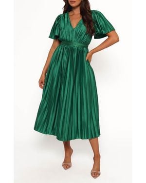 keegan pleated satin dress Petal and Pup Women's Keegan Maxi Dress