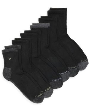 Calvin Klein 6-Pack Cushion High Quarter Socks - Black