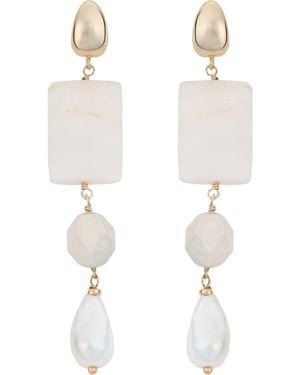 Panacea Cultured Pearl & Crystal Linear Drop Earrings - White