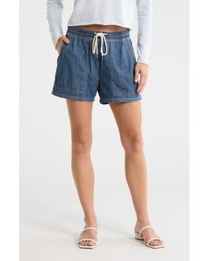 James Perse Drawstring Denim Shorts - Blue
