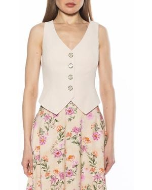 Alexia Admor Liliana Button Front Vest - White