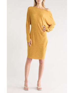 Go Couture Long Sleeve Sweater Dress - Yellow