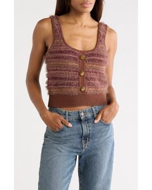 L'Agence Galene Mixed Stitch Crop Sweater Tank - Brown