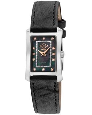Gv2 Luino Diamond Embellished Leather Strap Watch, 23Mm X 29Mm - Black