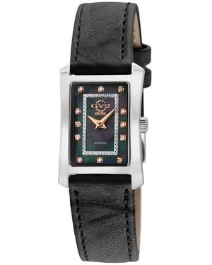 Gv2 Luino Diamond Embellished Leather Strap Watch, 23Mm X 29Mm - Black