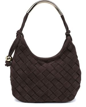 Moda Luxe Woven Leather Shoulder Bag - Black