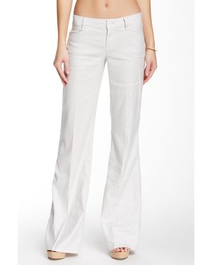 Level 99 Newport Wide Leg Linen Blend Trouser - White