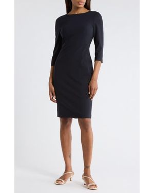 Theory Varetta Three-Quarter Sleeve Stretch Wool Dress - Blue