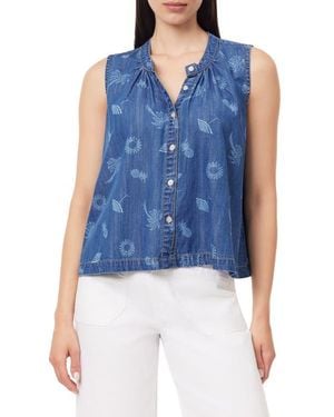 Kensie Easy Button Down Tank - Blue