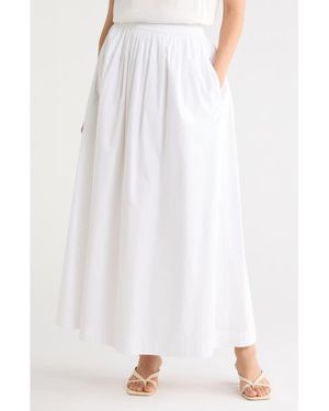 BOSS Vlondie Smocked Waist Midi Skirt - White