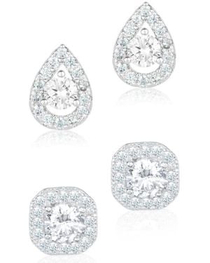 Adornia Set Of 2 Halo Cubic Zirconia Stud Earrings - White
