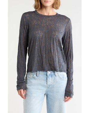 Splendid Burnout Long Sleeve Shirt - Blue