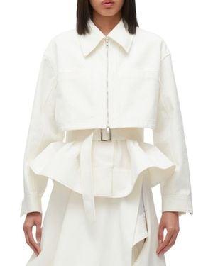 3.1 Phillip Lim Double Layered Belted Silk Organza Jacket - White