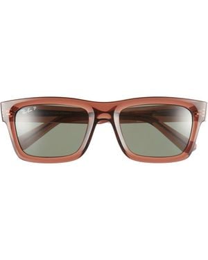 Ray-Ban Warren 54Mm Polarized Rectangular Sunglasses - Brown