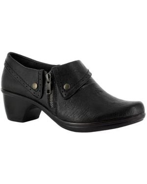 Easy Street Studded Perforated Ankle Booties - Black