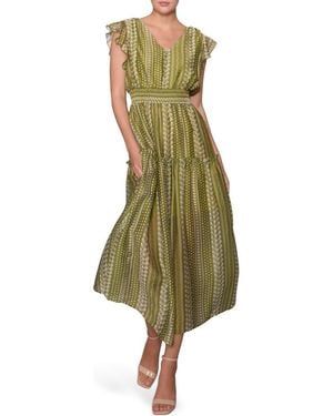 MELLODAY Flutter Sleeve Maxi Dress - Green