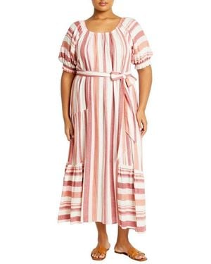 City Chic Jemima Stripe Maxi Dress - Pink